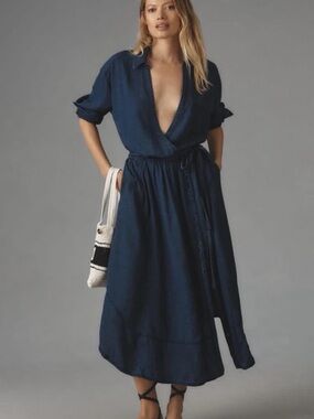 Anthropologie Pilcro V-Neck Wrap Midi Dress Sz Small
